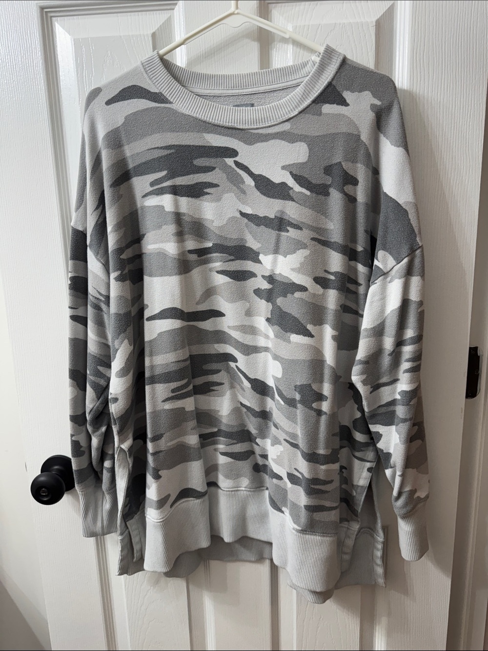 aerie Gray & White Camo Crewneck Sweater
